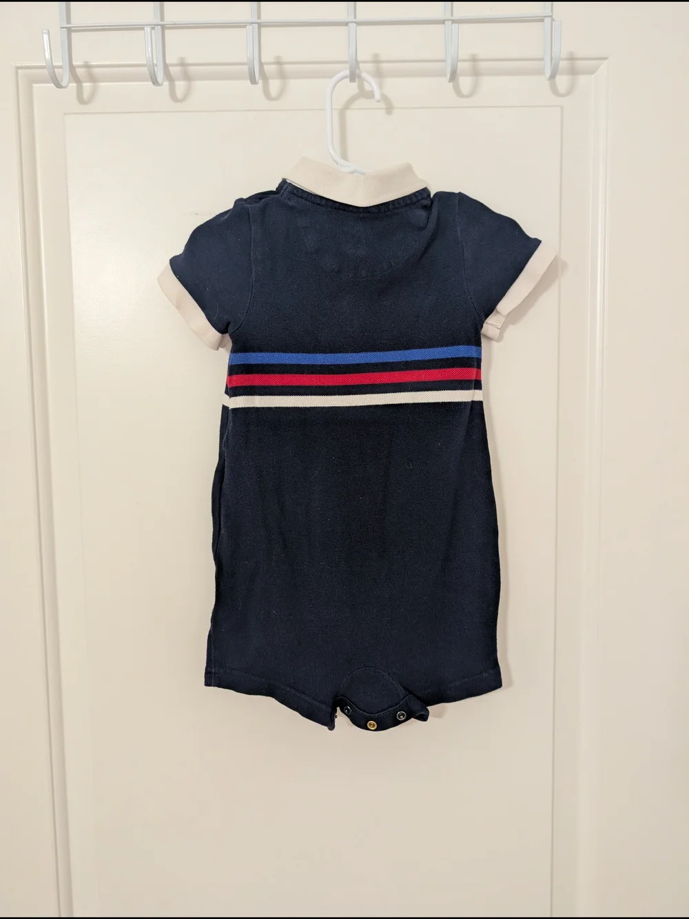 💥3/$24 GAP Navy Polo Romper with Red,‎ Blue & White Stripes